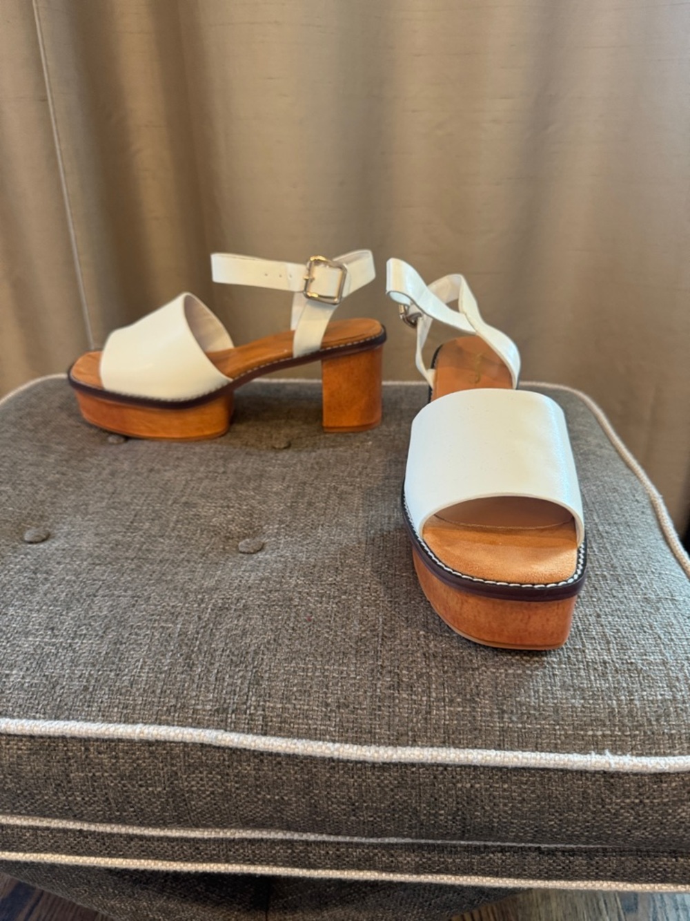 White Platform Sandals with Block Heel
